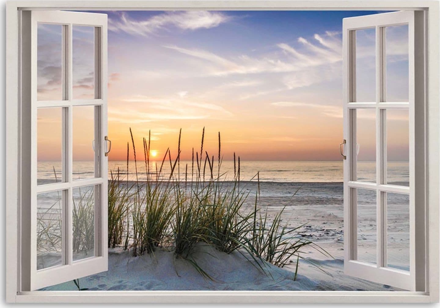 Quadro su tela, Vista dalla finestra sulla spiaggia in Poster e stampe Collezione Casa - Trebisacce, commercioVirtuoso.it