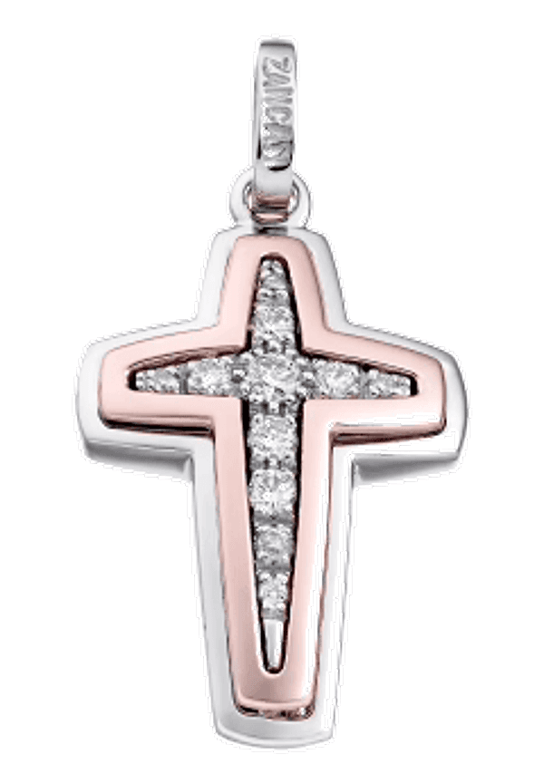 ZANCAN - PENDENTE CROCE IN ORO E DIAMANTI