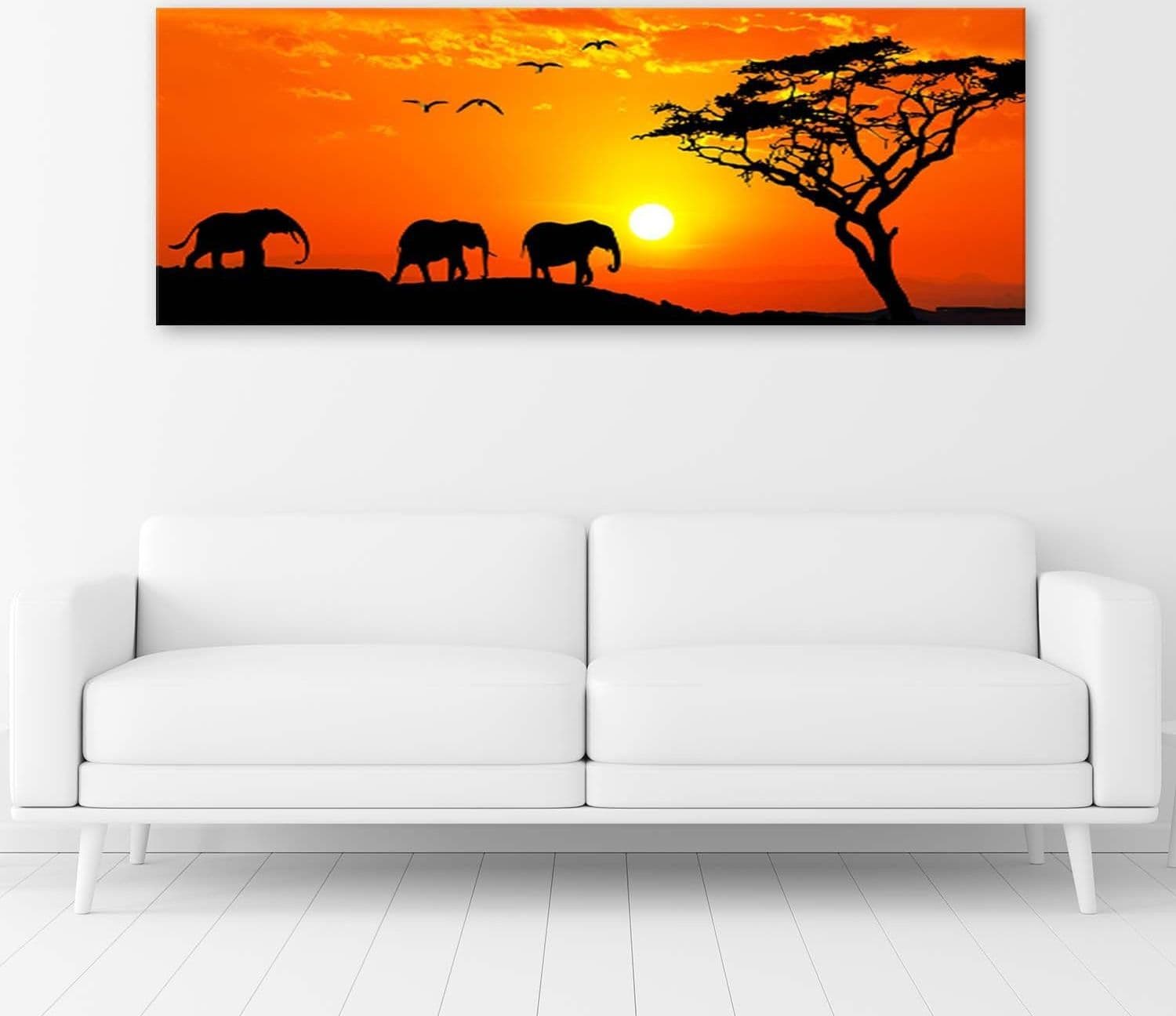 Quadro su tela, Africa tramonto elefanti in Poster e stampe Collezione Casa - Trebisacce, commercioVirtuoso.it