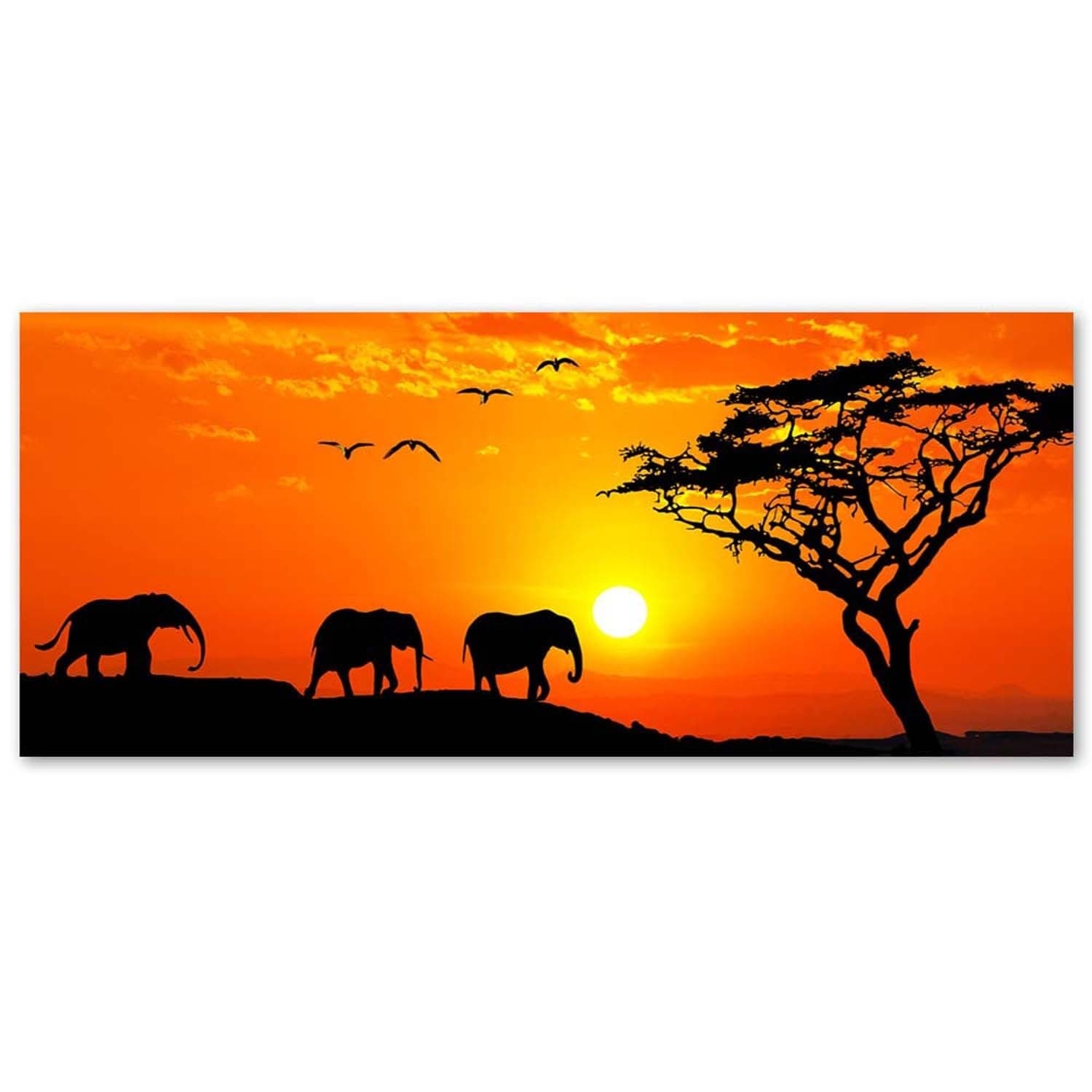 Quadro su tela, Africa tramonto elefanti in Poster e stampe Collezione Casa - Trebisacce, commercioVirtuoso.it