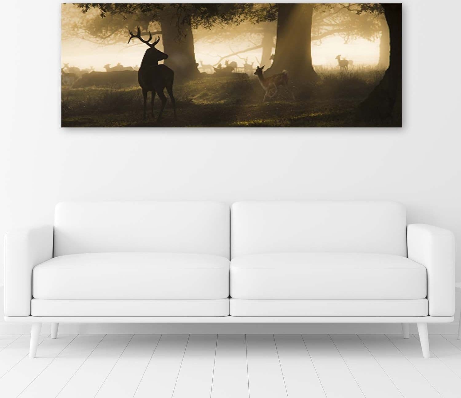 Quadro su tela, Cervo nella foresta nebbia marrone in Poster e stampe Collezione Casa - Trebisacce, commercioVirtuoso.it