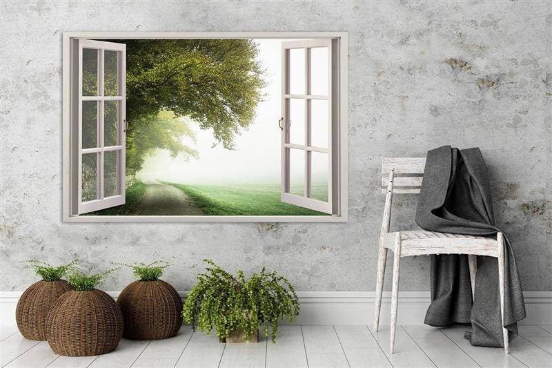 Quadro su tela, Finestra vista foresta verde in Poster e stampe Collezione Casa - Trebisacce, commercioVirtuoso.it