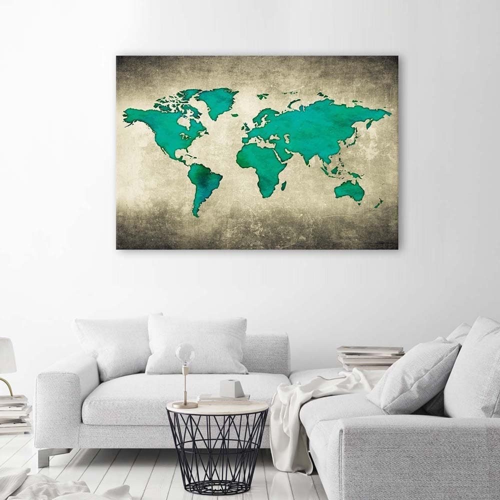 Quadro su tela, Mappa del mondo verde in Poster e stampe Collezione Casa - Trebisacce, commercioVirtuoso.it