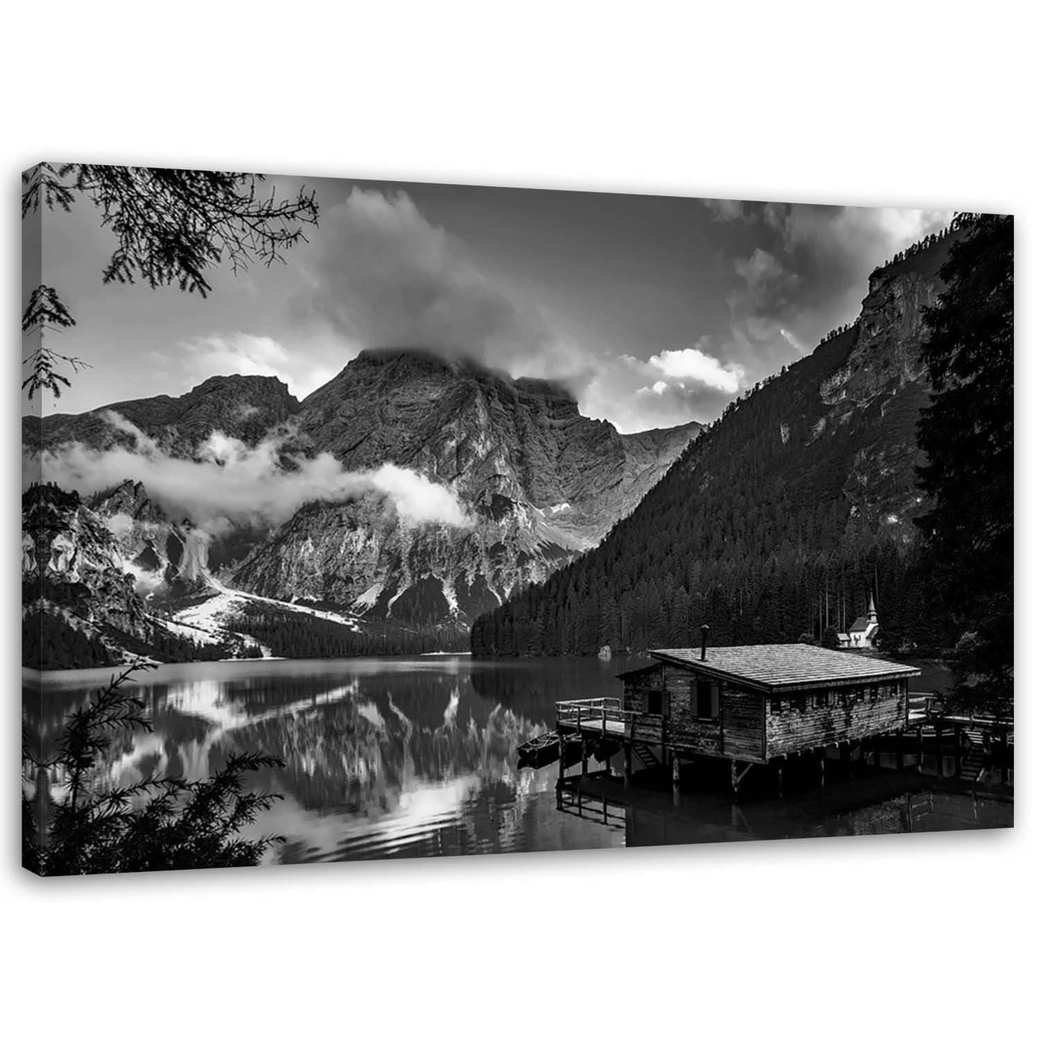 Quadro su tela, Capanna in un lago di montagna Alpi