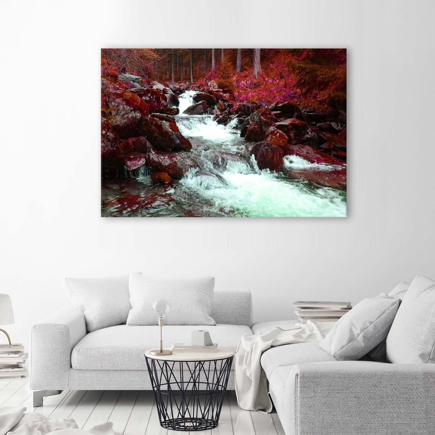 Quadro su tela, Torrente di montagna foresta rosso in Poster e stampe Collezione Casa - Trebisacce, commercioVirtuoso.it