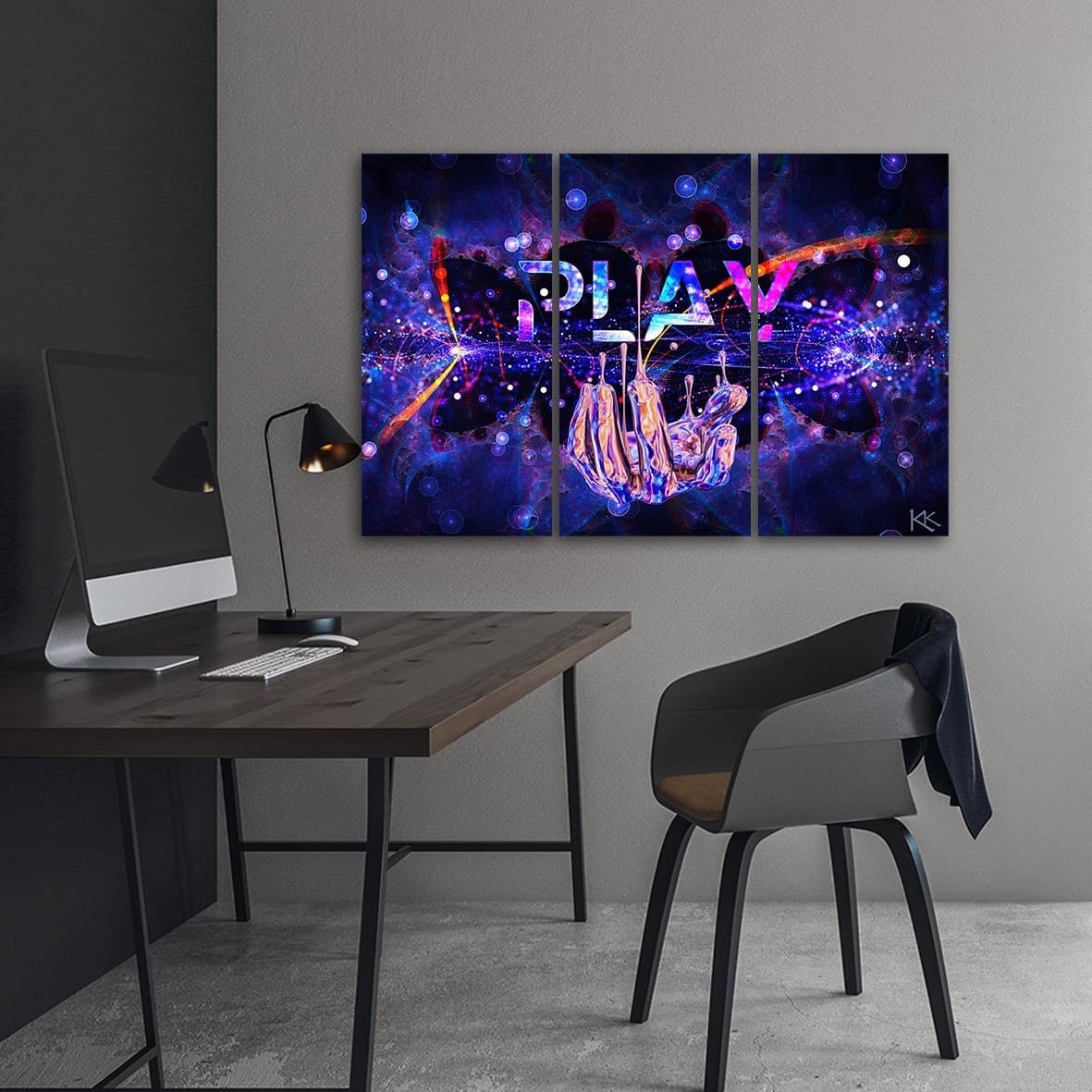 Quadro su tela 3 pannelli, Neon con il gioco dell'iscrizione in Poster e stampe Collezione Casa - Trebisacce, commercioVirtuoso.it