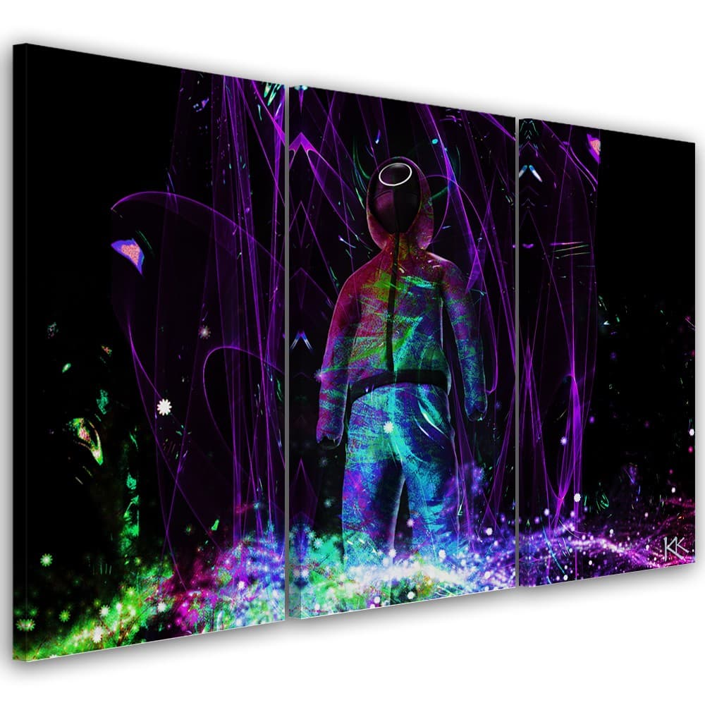 Quadro su tela 3 pannelli, Giocatore al neon in Poster e stampe Collezione Casa - Trebisacce, commercioVirtuoso.it