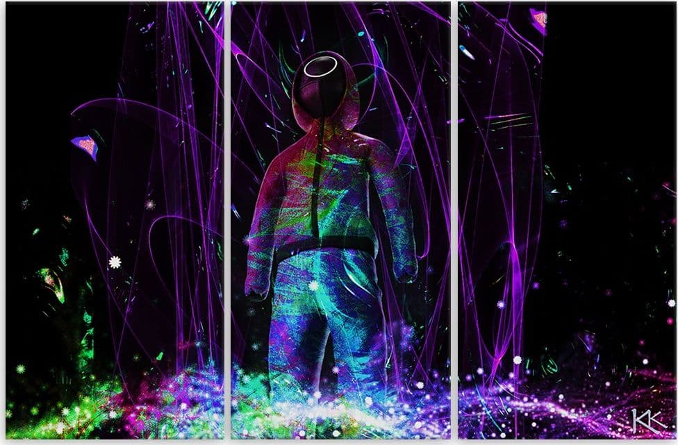 Quadro su tela 3 pannelli, Giocatore al neon in Poster e stampe Collezione Casa - Trebisacce, commercioVirtuoso.it