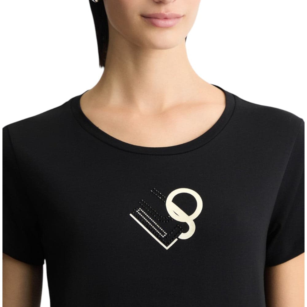 Liu Jo t-shirt nera logo con strass TA5170JS923 M9121 T-shirt Liu Jo