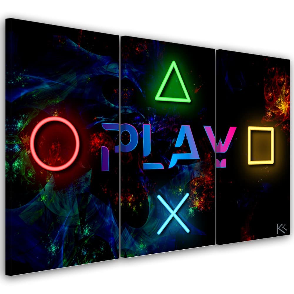 Quadro su tela 3 pannelli, Riproduci iscrizione e pulsanti per il controller in Poster e stampe Collezione Casa - Trebisacce, commercioVirtuoso.it