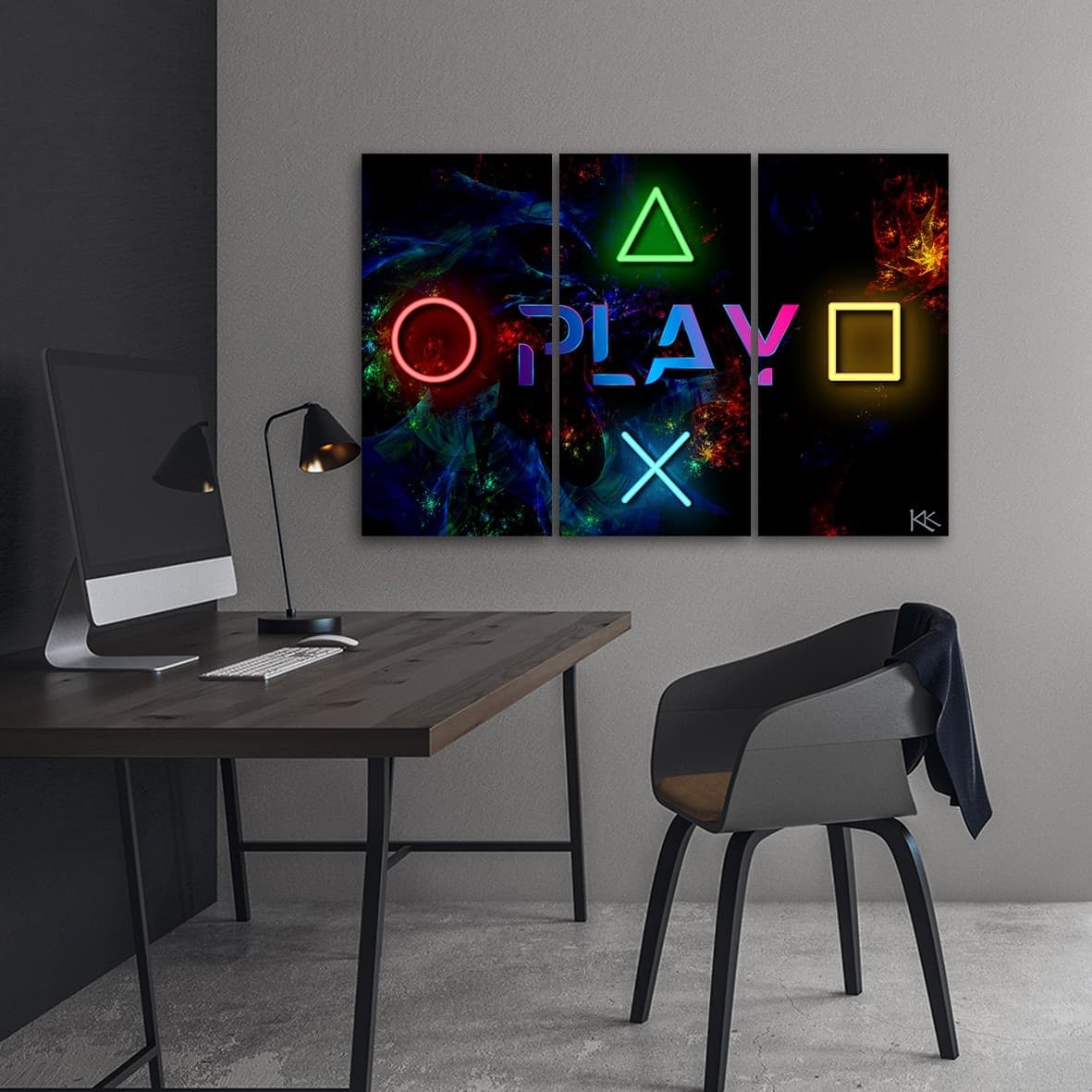 Quadro su tela 3 pannelli, Riproduci iscrizione e pulsanti per il controller in Poster e stampe Collezione Casa - Trebisacce, commercioVirtuoso.it