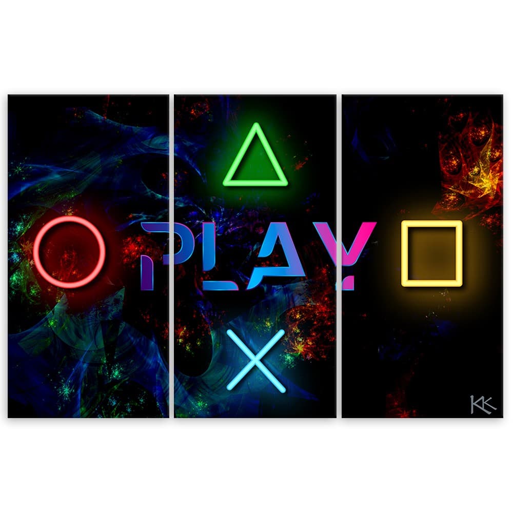 Quadro su tela 3 pannelli, Riproduci iscrizione e pulsanti per il controller in Poster e stampe Collezione Casa - Trebisacce, commercioVirtuoso.it