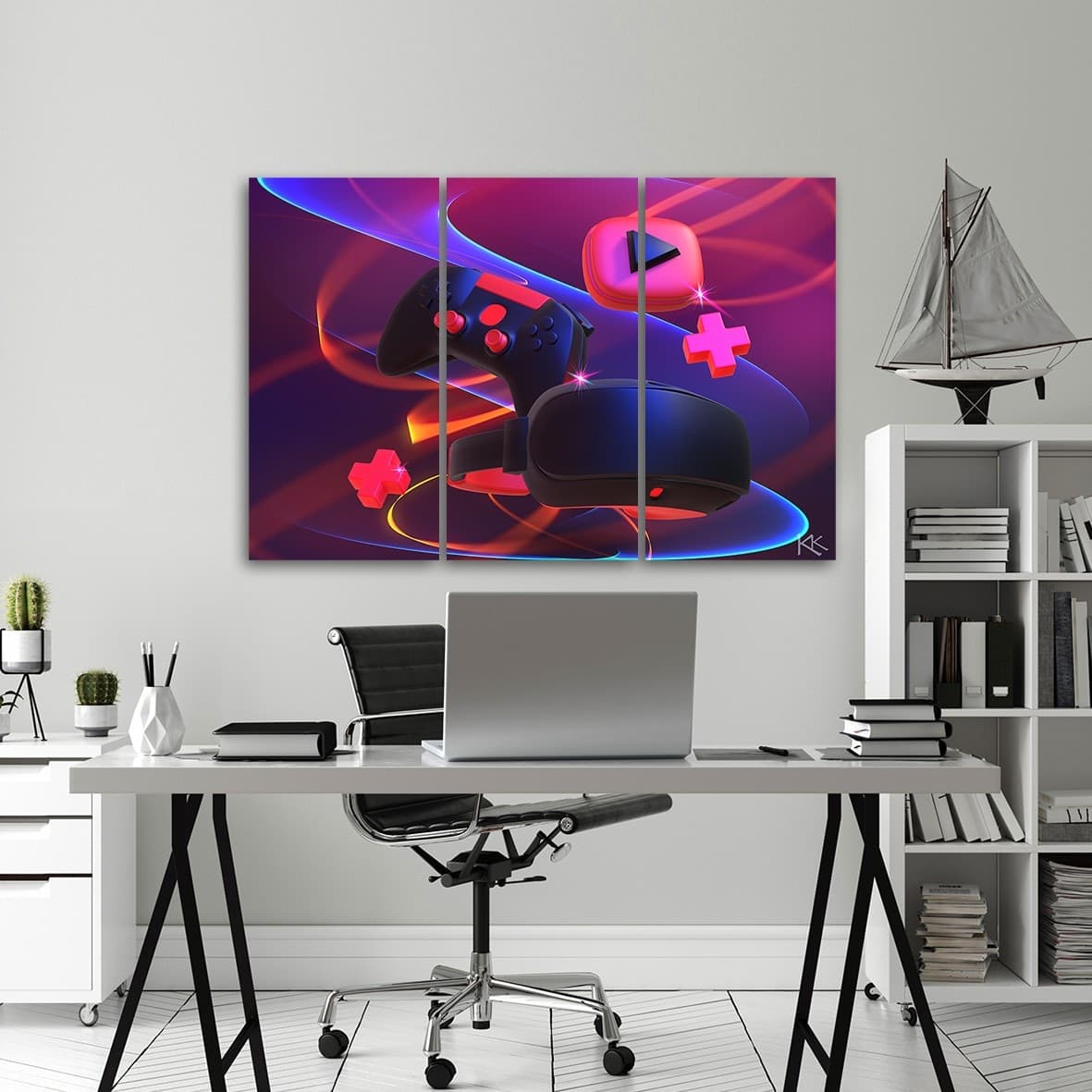Quadro su tela 3 pannelli, Impostato per il giocatore in Poster e stampe Collezione Casa - Trebisacce, commercioVirtuoso.it