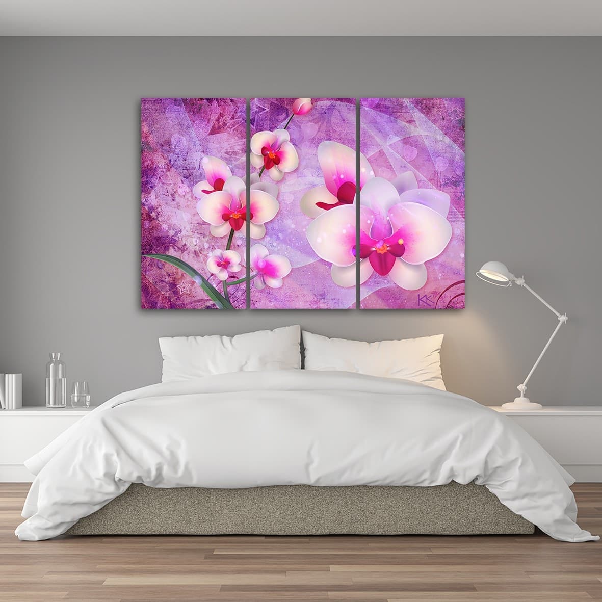 Quadro su tela 3 pannelli, Astrazione dei fiori di orchidea in Poster e stampe Collezione Casa - Trebisacce, commercioVirtuoso.it