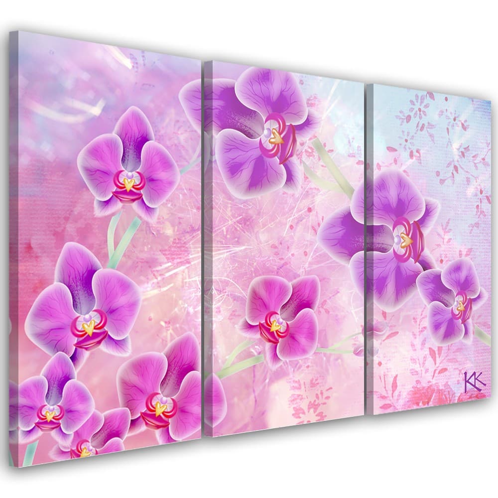 Quadro su tela 3 pannelli, Astrazione dei fiori di orchidea in Poster e stampe Collezione Casa - Trebisacce, commercioVirtuoso.it