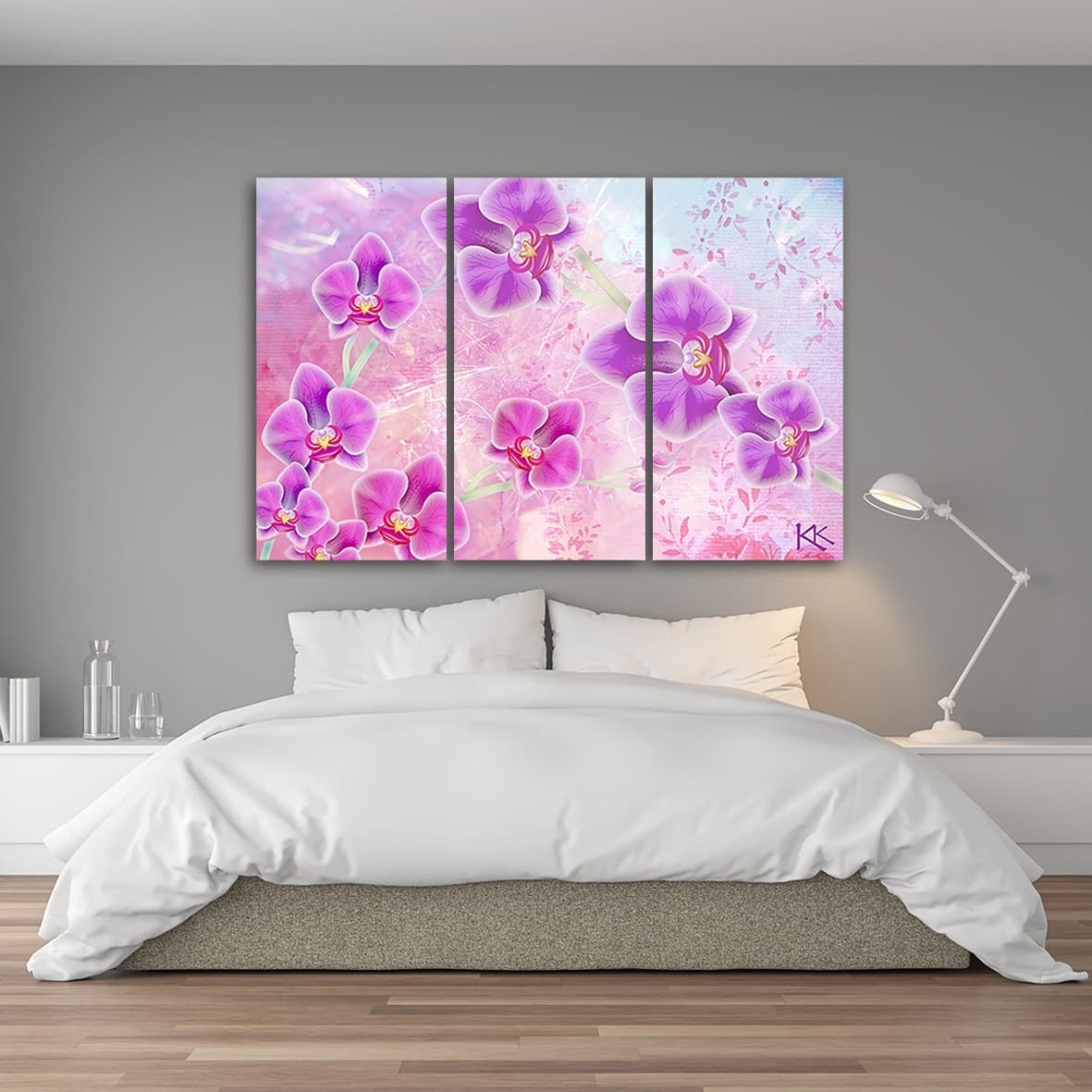 Quadro su tela 3 pannelli, Astrazione dei fiori di orchidea in Poster e stampe Collezione Casa - Trebisacce, commercioVirtuoso.it