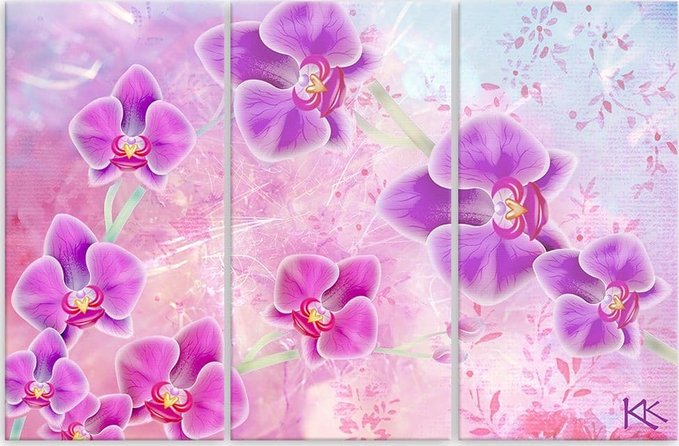 Quadro su tela 3 pannelli, Astrazione dei fiori di orchidea in Poster e stampe Collezione Casa - Trebisacce, commercioVirtuoso.it