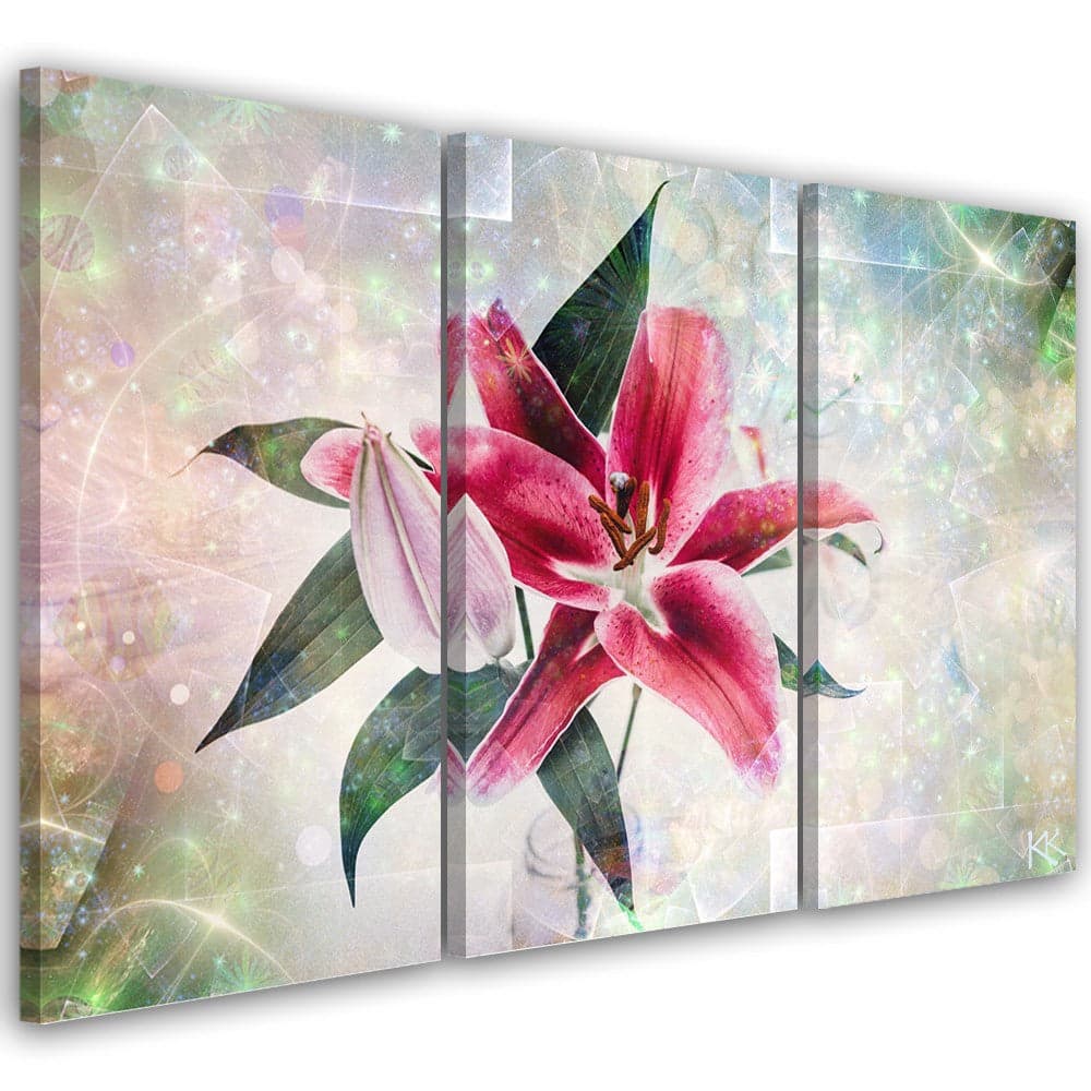 Quadro su tela 3 pannelli, Lily rosa in Poster e stampe Collezione Casa - Trebisacce, commercioVirtuoso.it