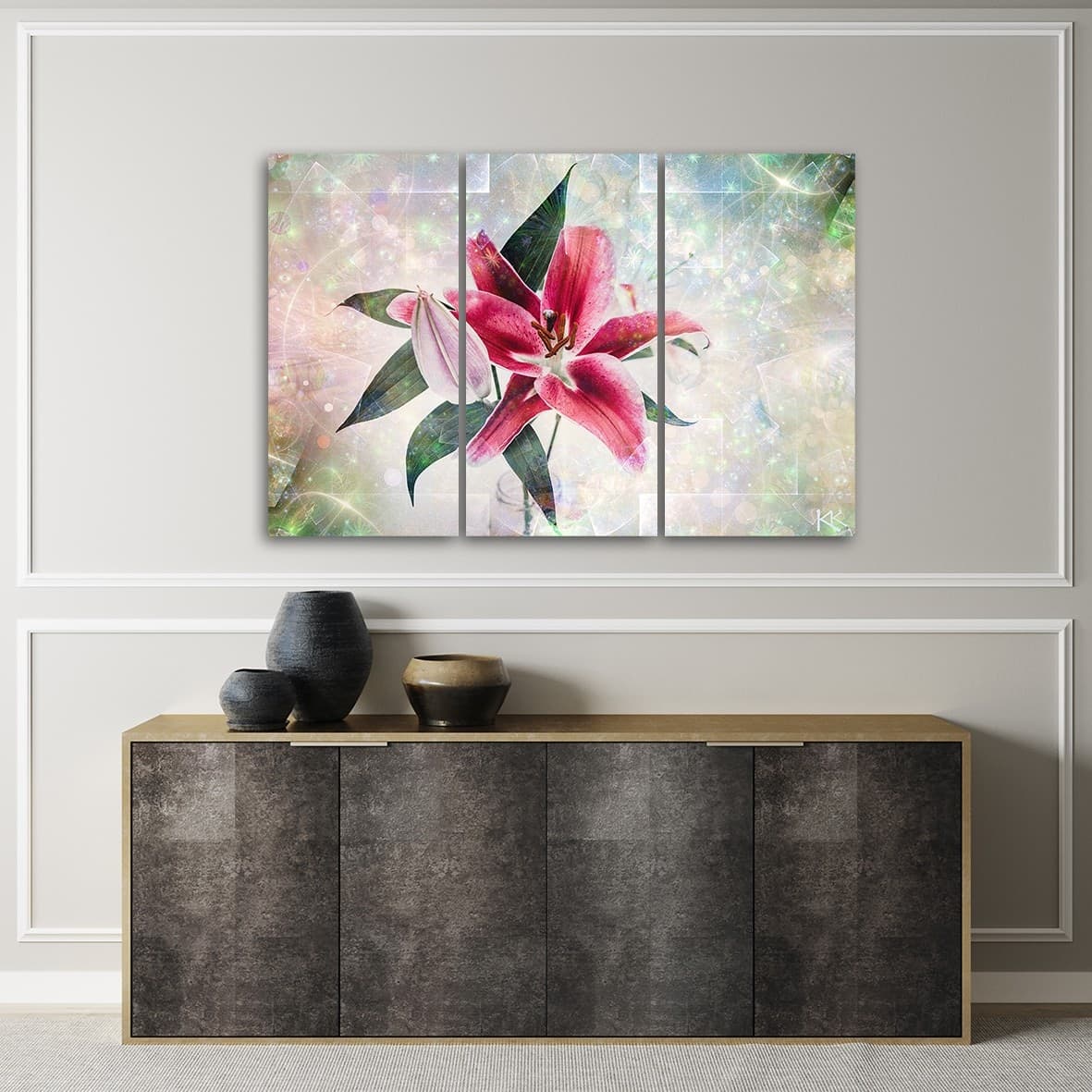 Quadro su tela 3 pannelli, Lily rosa in Poster e stampe Collezione Casa - Trebisacce, commercioVirtuoso.it