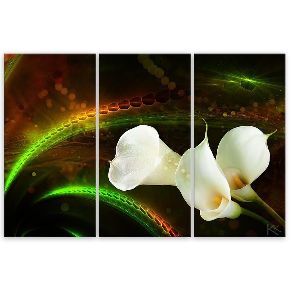 Quadro su tela 3 pannelli, Fiore bianco sullo sfondo marrone in Poster e stampe Collezione Casa - Trebisacce, commercioVirtuoso.it