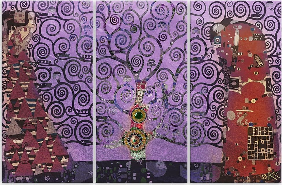 Quadro su tela 3 pannelli, Astrazione viola dell'albero della vita in Poster e stampe Collezione Casa - Trebisacce, commercioVirtuoso.it