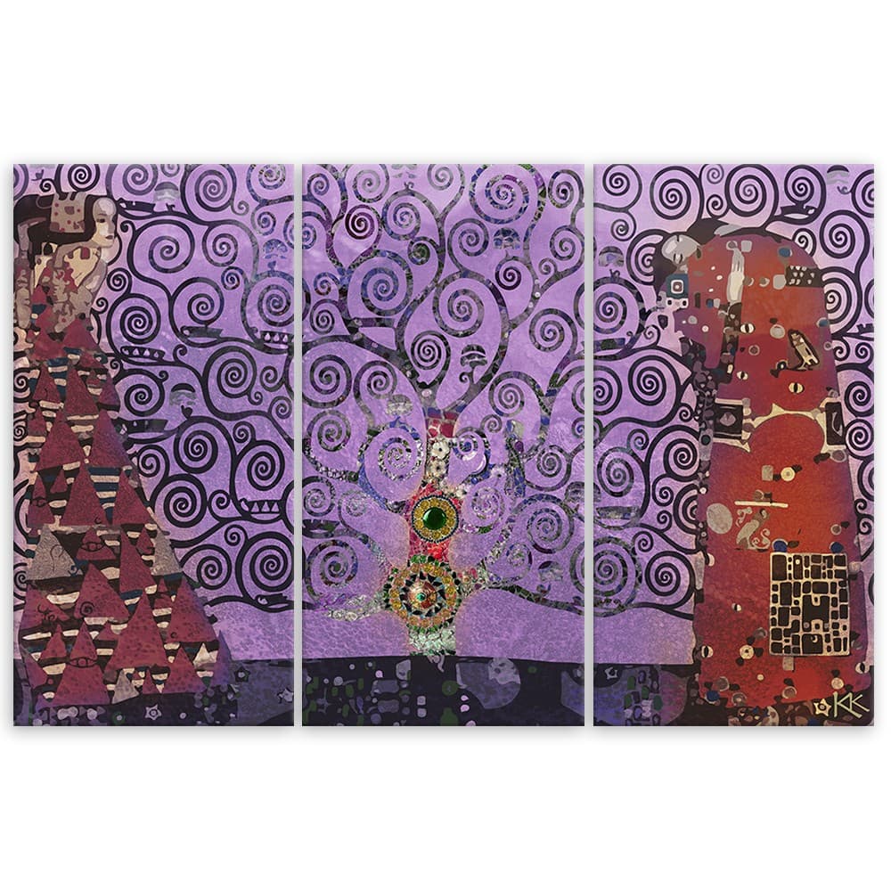 Quadro su tela 3 pannelli, Astrazione viola dell'albero della vita in Poster e stampe Collezione Casa - Trebisacce, commercioVirtuoso.it