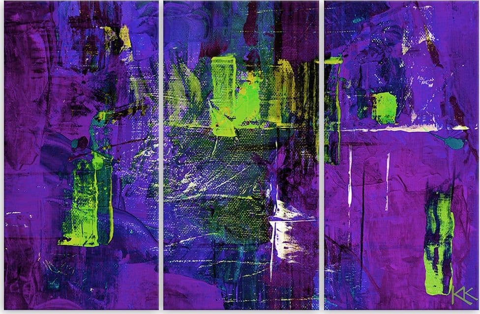 Quadro su tela 3 pannelli, Astrazione dipinta a mano viola in Poster e stampe Collezione Casa - Trebisacce, commercioVirtuoso.it