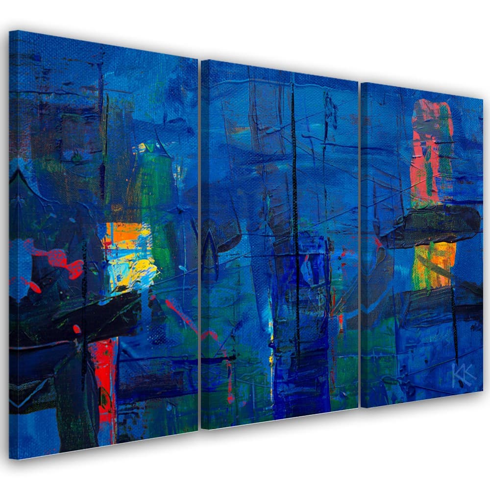 Quadro su tela 3 pannelli, Mano di astrazione blu pinto in Poster e stampe Collezione Casa - Trebisacce, commercioVirtuoso.it