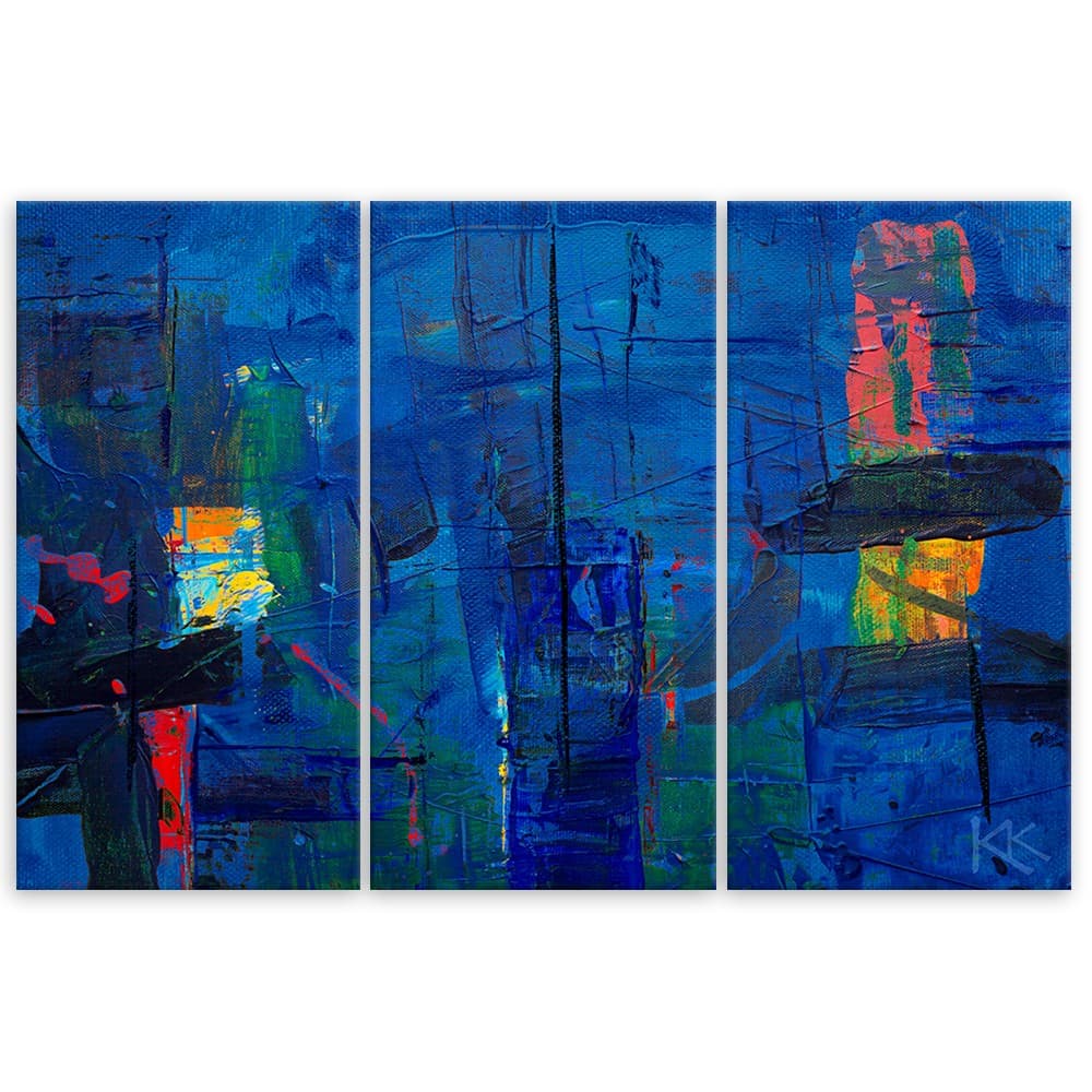 Quadro su tela 3 pannelli, Mano di astrazione blu pinto in Poster e stampe Collezione Casa - Trebisacce, commercioVirtuoso.it