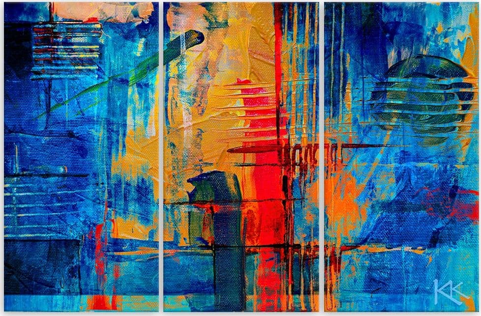 Quadro su tela 3 pannelli, Mano di astrazione blu pinto in Poster e stampe Collezione Casa - Trebisacce, commercioVirtuoso.it