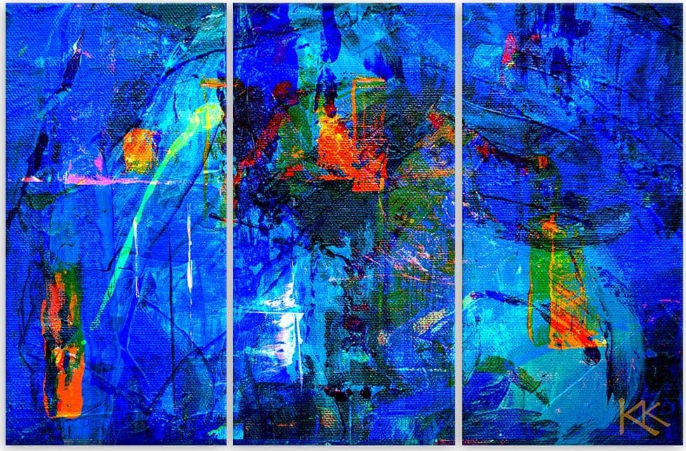 Quadro su tela 3 pannelli, Mano di astrazione blu pinto in Poster e stampe Collezione Casa - Trebisacce, commercioVirtuoso.it