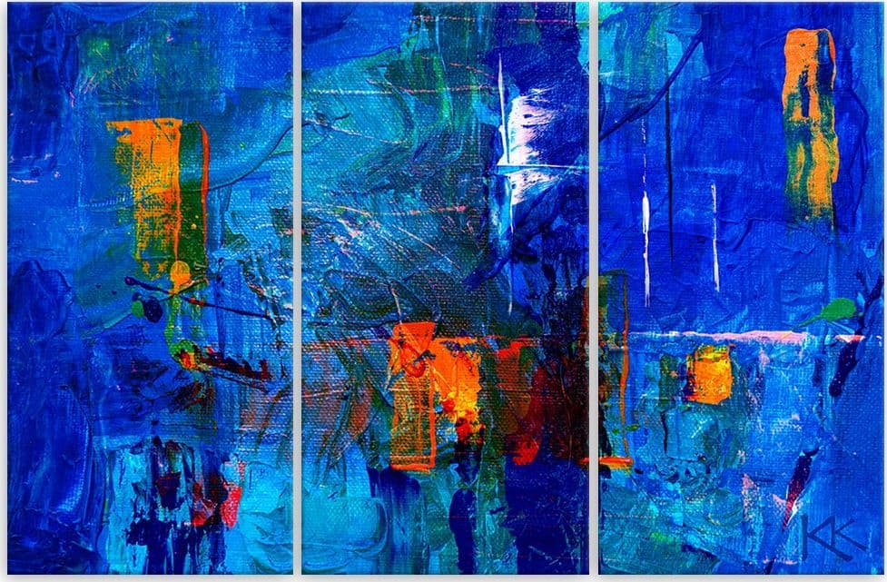 Quadro su tela 3 pannelli, Mano di astrazione blu pinto in Poster e stampe Collezione Casa - Trebisacce, commercioVirtuoso.it