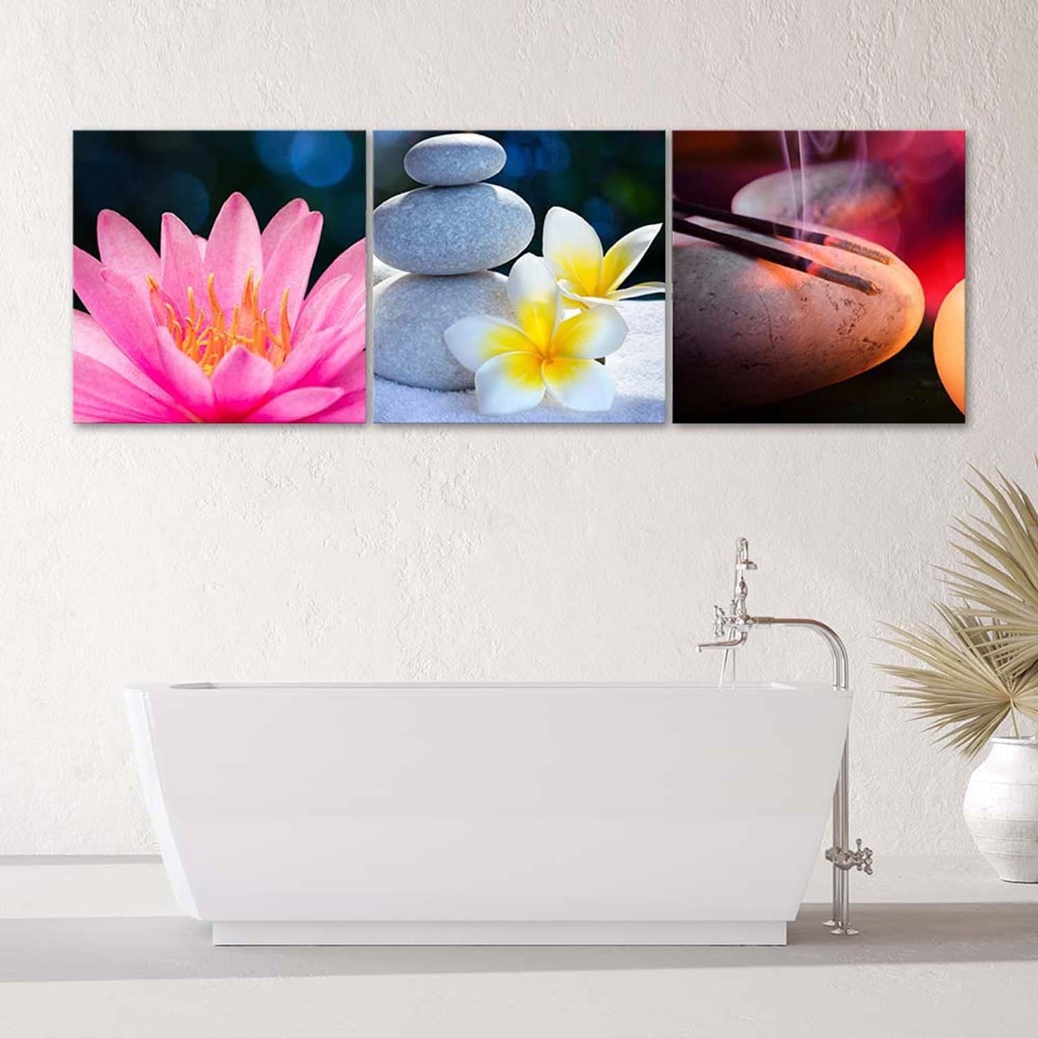 Quadro su tela 3 pezzi Fiore Pietra Zen in Poster e stampe Collezione Casa - Trebisacce, commercioVirtuoso.it