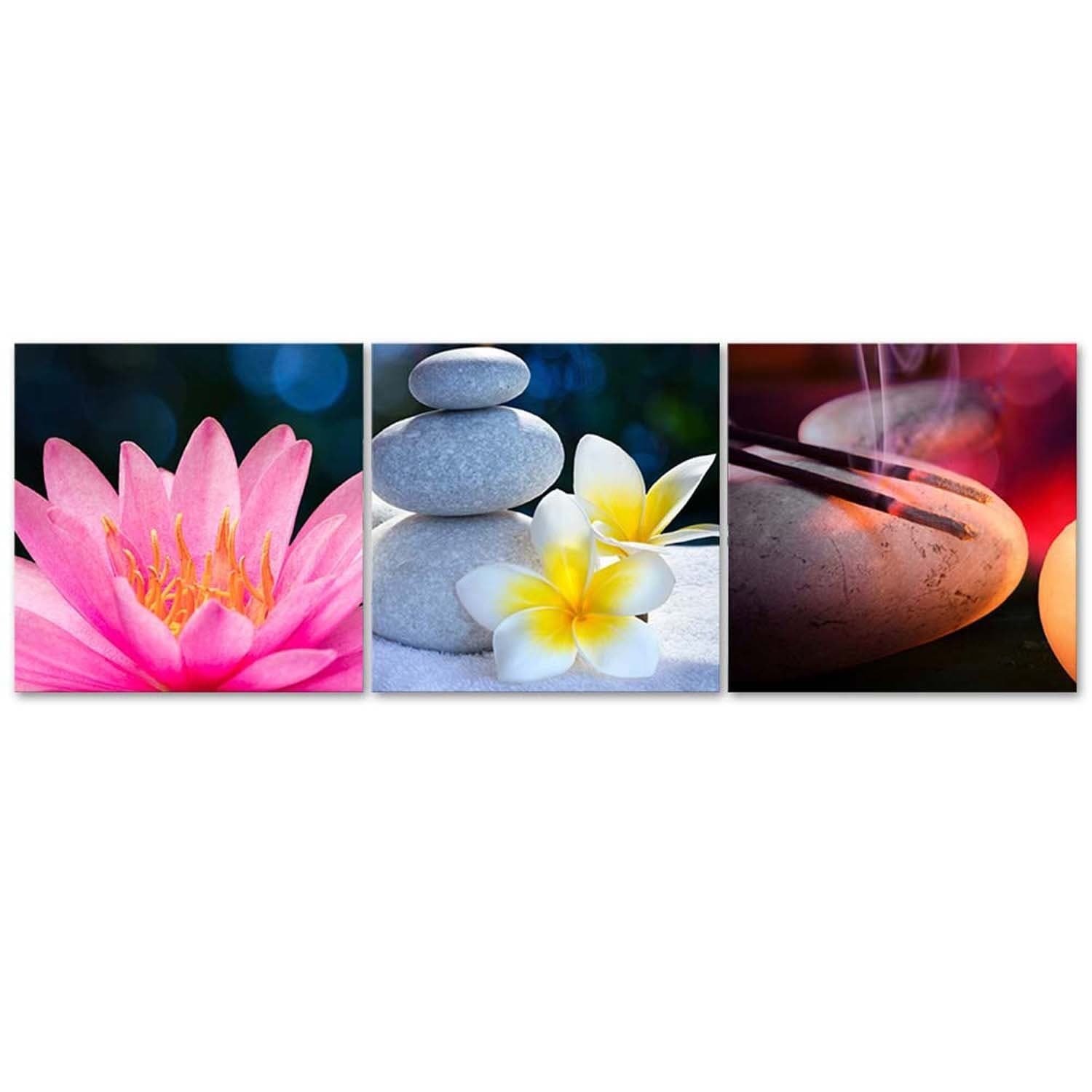 Quadro su tela 3 pezzi Fiore Pietra Zen in Poster e stampe Collezione Casa - Trebisacce, commercioVirtuoso.it