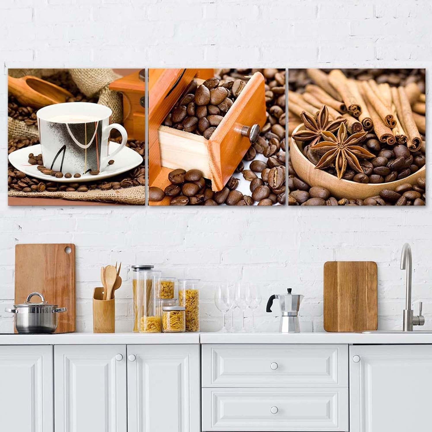 Quadro su tela 3 pezzi Caffè e cannella in Poster e stampe Collezione Casa - Trebisacce, commercioVirtuoso.it