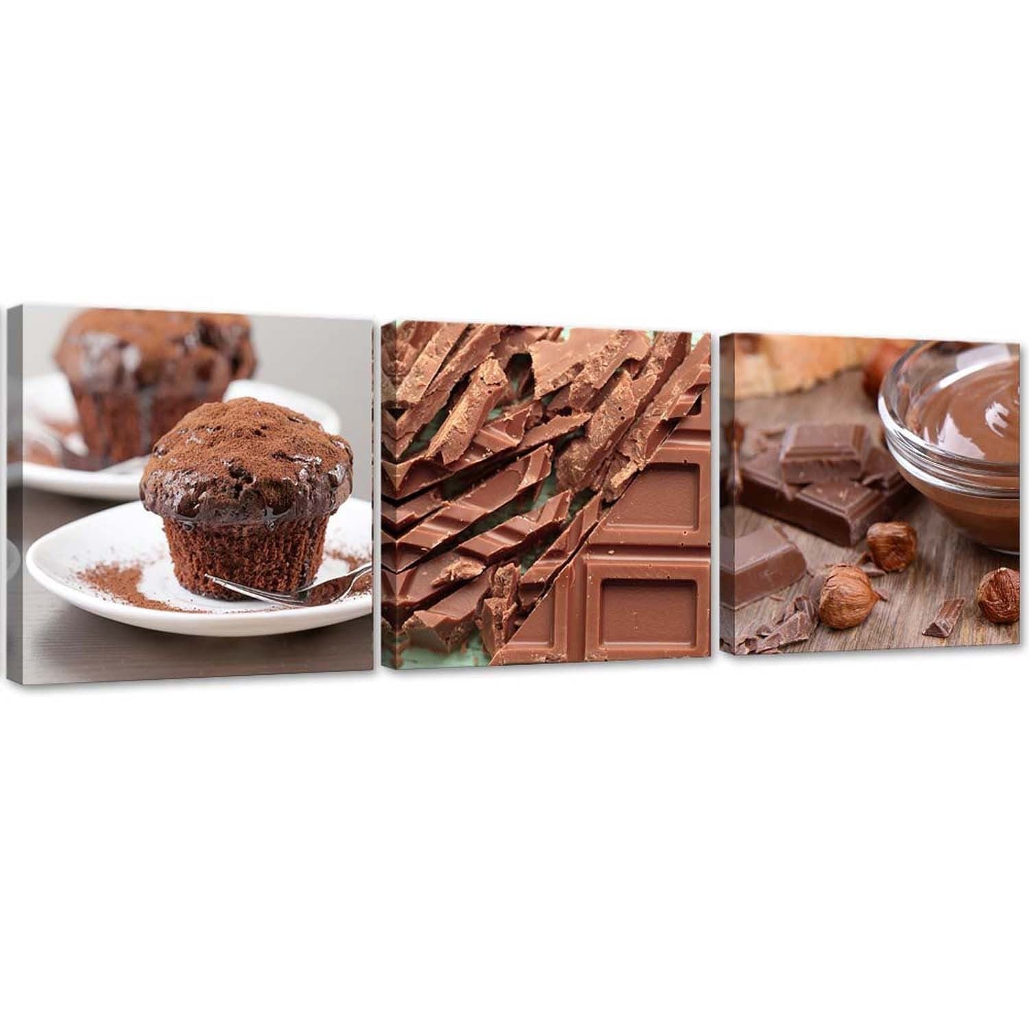 Quadro su tela 3 pezzi Torta al cioccolato in Poster e stampe Collezione Casa - Trebisacce, commercioVirtuoso.it