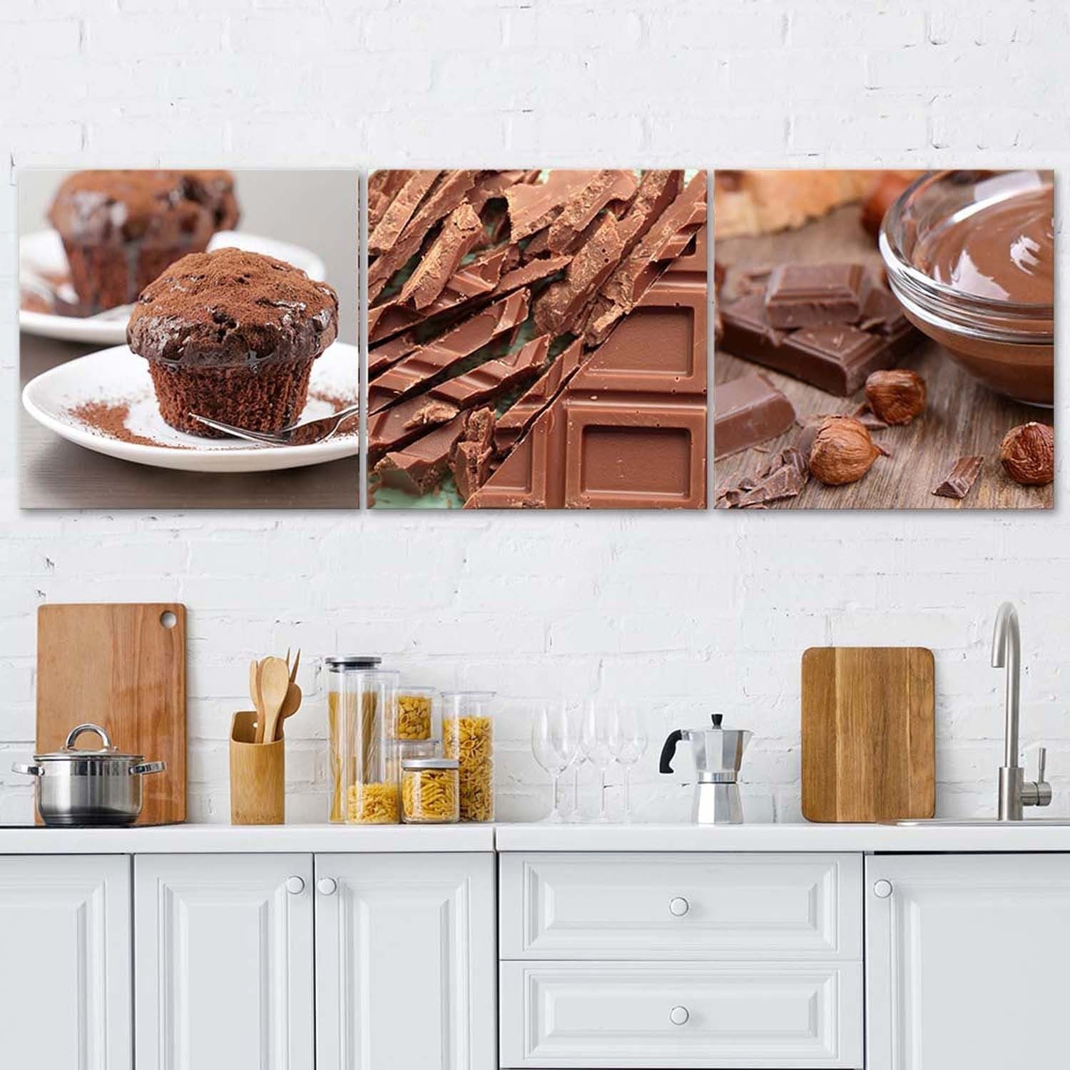 Quadro su tela 3 pezzi Torta al cioccolato in Poster e stampe Collezione Casa - Trebisacce, commercioVirtuoso.it