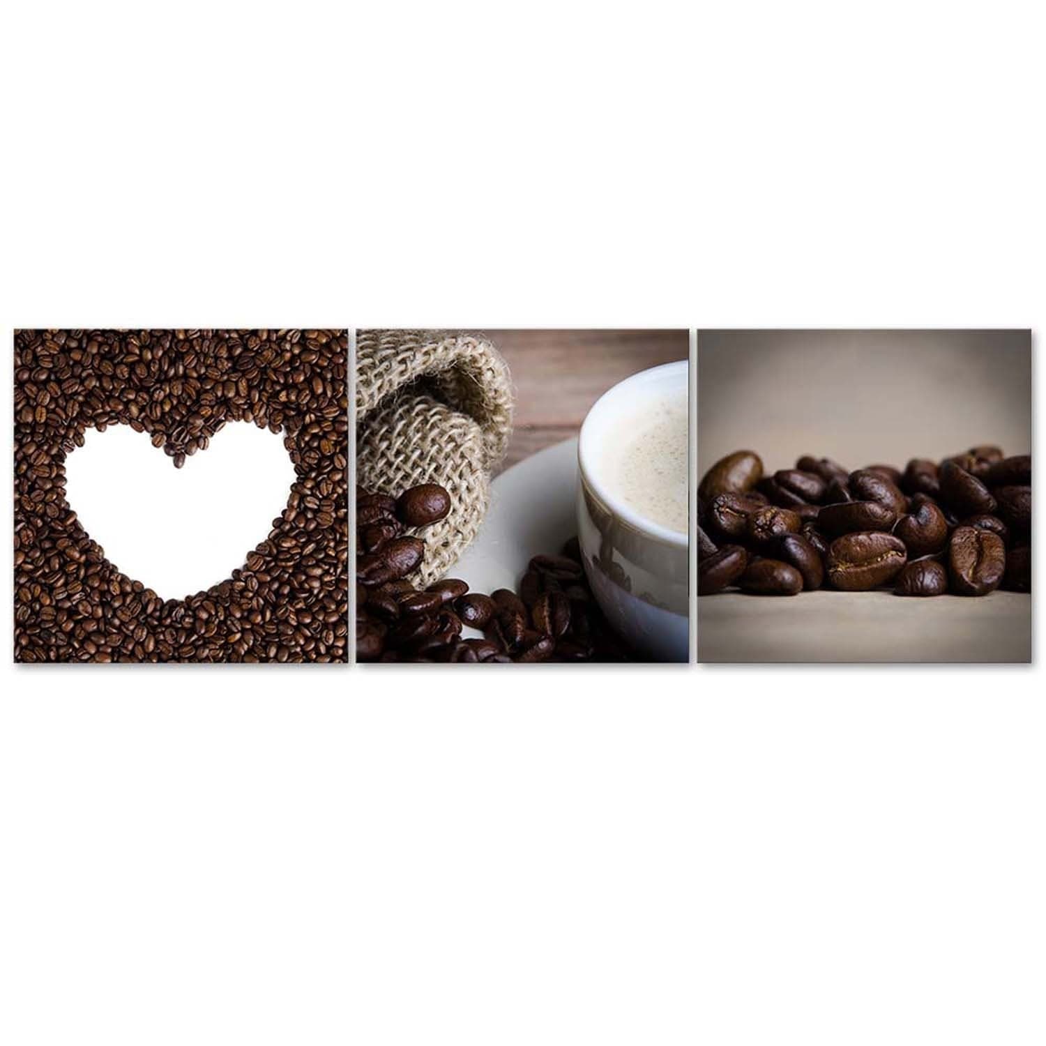 Quadri Quadro Multipannello Cuore di chicco di caffè in Poster e stampe Collezione Casa - Trebisacce, commercioVirtuoso.it