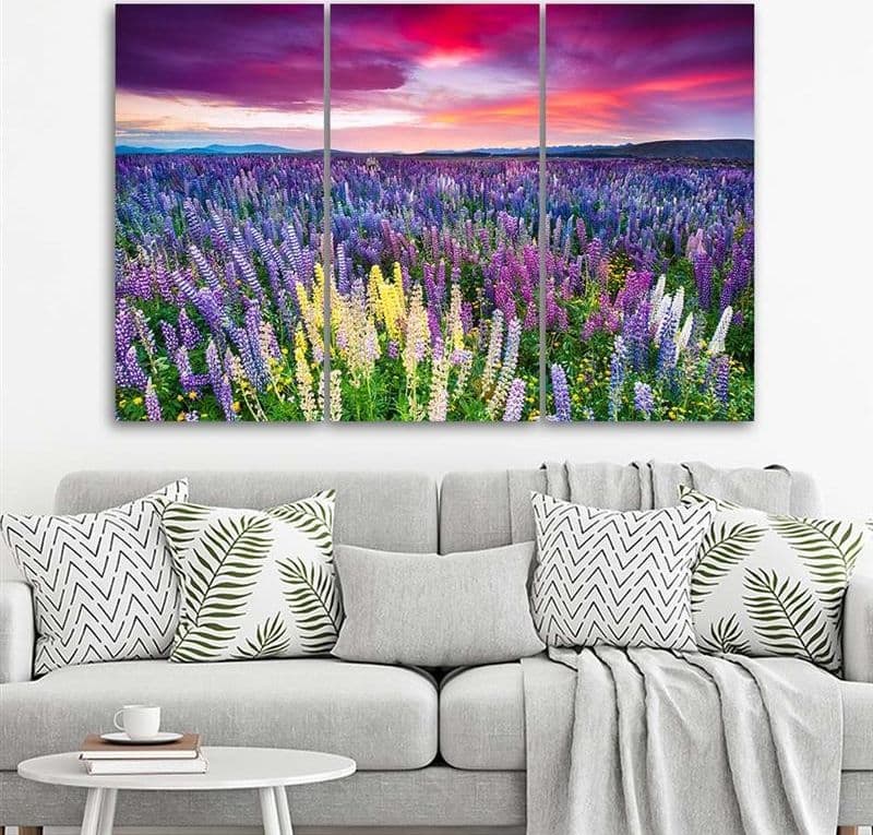 Quadro su tela 3 pezzi Campo di lavanda Natura in Poster e stampe Collezione Casa - Trebisacce, commercioVirtuoso.it