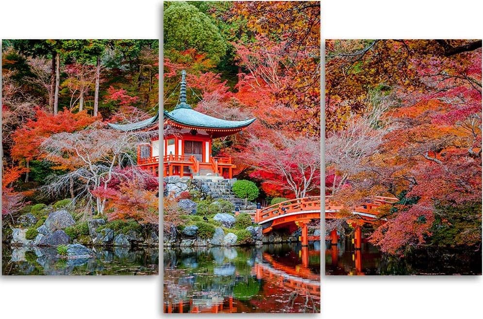 Quadro su tela 3 pezzi Giappone paesaggio rosso in Poster e stampe Collezione Casa - Trebisacce, commercioVirtuoso.it