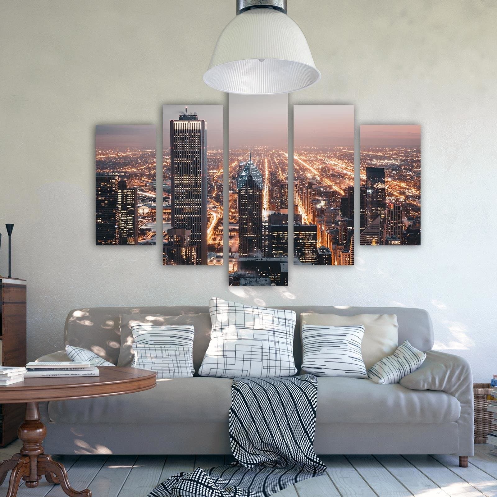 Quadri Quadro 5 pezzi Stampa su tela Grattacielo città notte in Poster e stampe Collezione Casa - Trebisacce, commercioVirtuoso.it