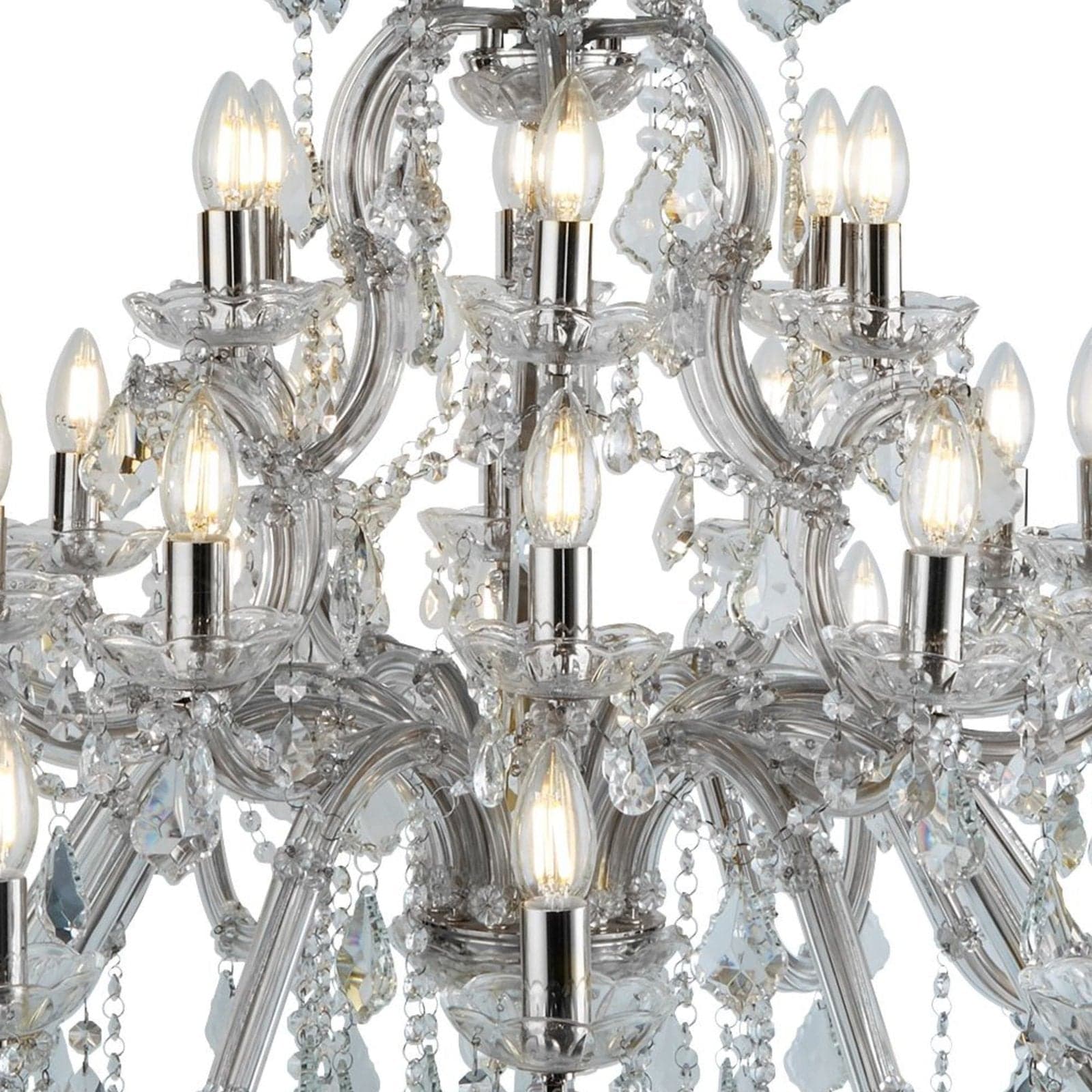 Lampadario Classico Marie Therese Acciaio Cromo Vetro Trasparente 30 Luci E14 in Lampadari LuceArt - Montecorvino Pugliano, commercioVirtuoso.it