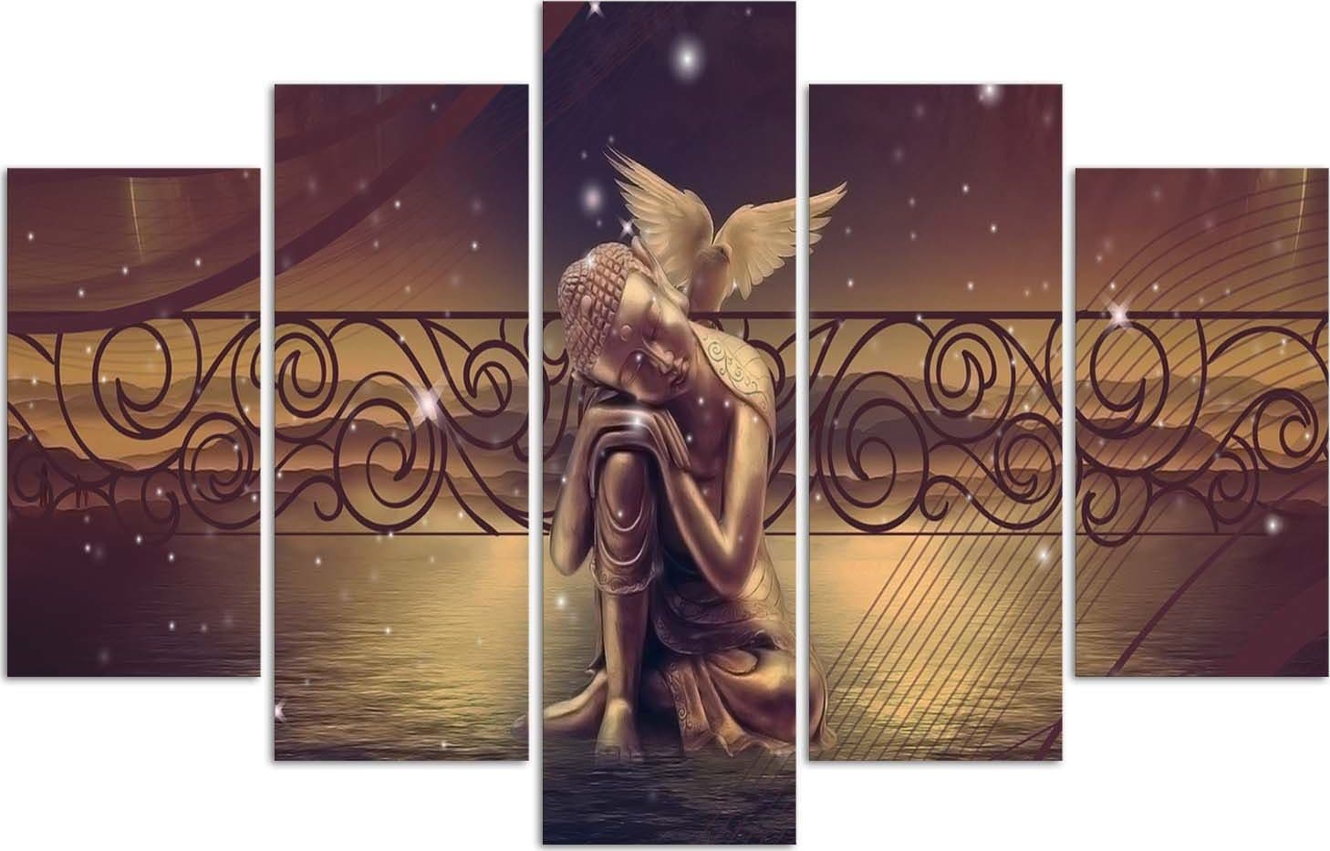Quadri Quadro 5 pezzi Stampa su tela Buddha Brown Feng Shui in Poster e stampe Collezione Casa - Trebisacce, commercioVirtuoso.it