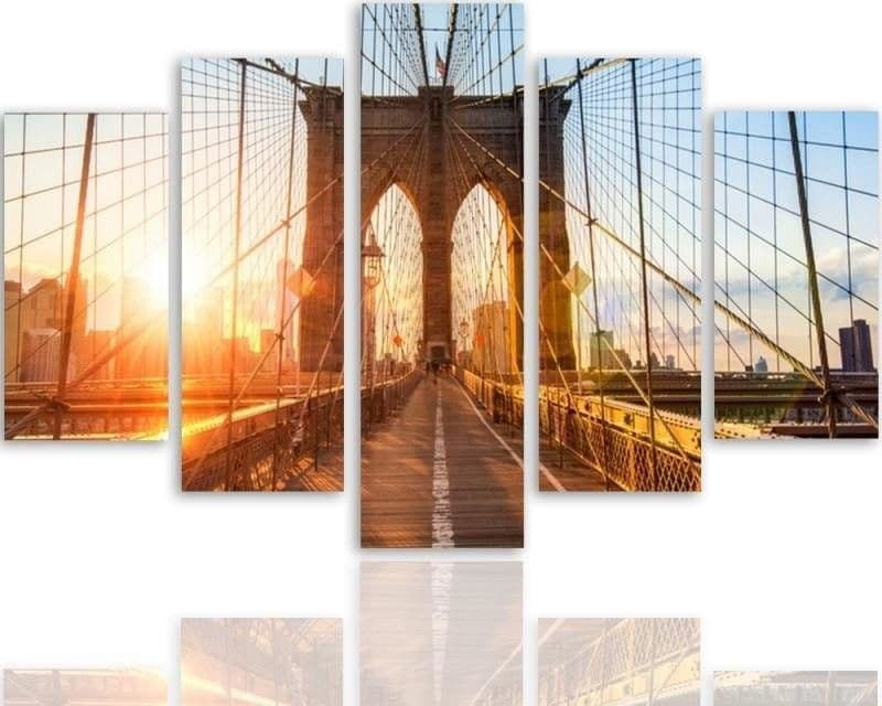 Quadro su tela 5 pannelli Ponte di Brooklyn New York in Poster e stampe Collezione Casa - Trebisacce, commercioVirtuoso.it