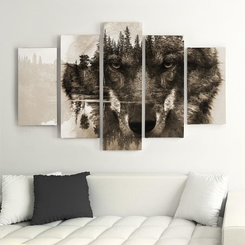 Quadro Multipannello Lupo Foresta Animali Natura in Poster e stampe Collezione Casa - Trebisacce, commercioVirtuoso.it