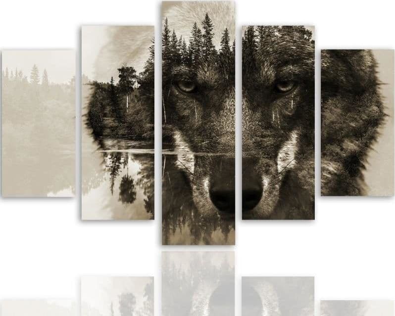 Quadro Multipannello Lupo Foresta Animali Natura in Poster e stampe Collezione Casa - Trebisacce, commercioVirtuoso.it