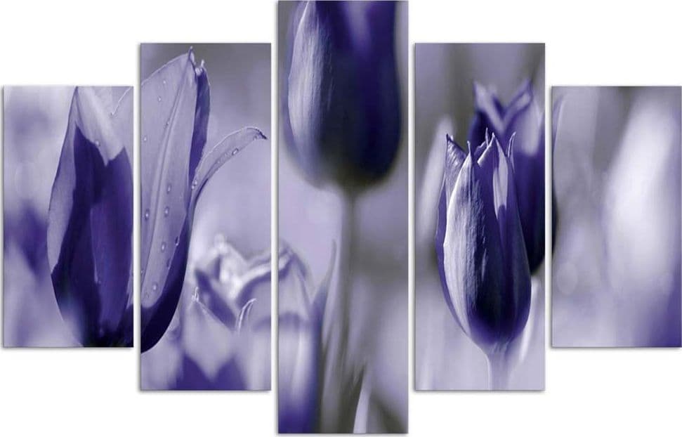 Quadro su tela 5 pannelli Fiori di tulipano viola in Poster e stampe Collezione Casa - Trebisacce, commercioVirtuoso.it