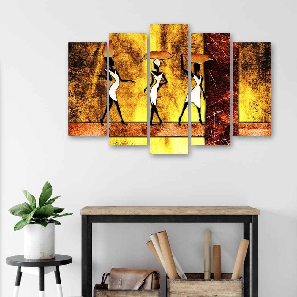 Quadro su tela 5 pannelli Donne Africa Astrazione in Poster e stampe Collezione Casa - Trebisacce, commercioVirtuoso.it