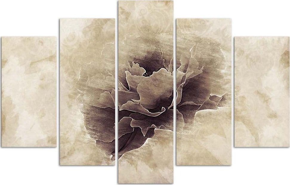 Quadro su tela 5 pannelli Fiore di rosa Beige Natura in Poster e stampe Collezione Casa - Trebisacce, commercioVirtuoso.it