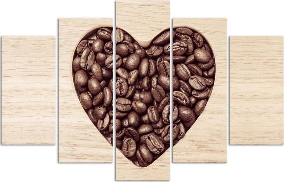 Quadro su tela 5 pannelli Caffè del cuore in Poster e stampe Collezione Casa - Trebisacce, commercioVirtuoso.it